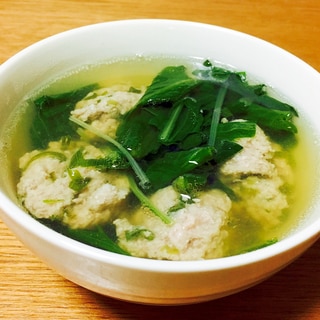 豚団子と小松菜・水菜の和風スープ